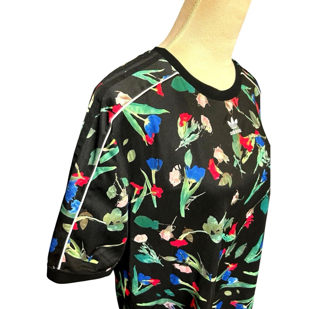 Adidas Womens Bellista Floral Tee Short Sleeves Oversized Shirt Dress  S - Picture 5 of 10